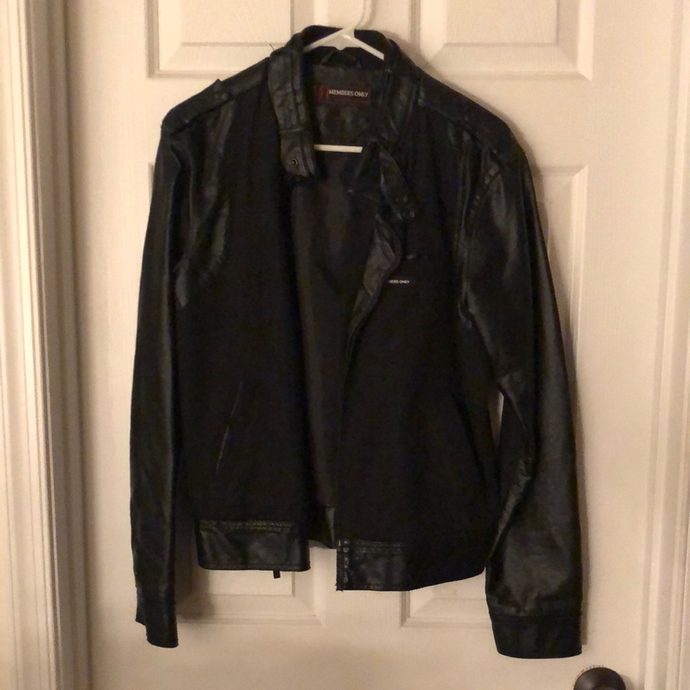 Two-Texture Black Members Only Jacket (Small)